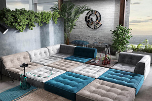 Бескаркасный диван Гоа для гостиной в стиле лофт, матрасы, матрасы со спинкой